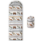 BSNTHO Wolf Bear Elk Printed Camping Sleeping Bags,3 Season Warm & Cool Weather,Lightweight,Waterproof Sleeping Bags for Adults 