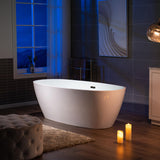 WOODBRIDGE 71 Acrylic Freestanding Bathtub Contemporary Soaking Tub, White Acrylic,Oil Rubbed Bronze Drain/Overflow
