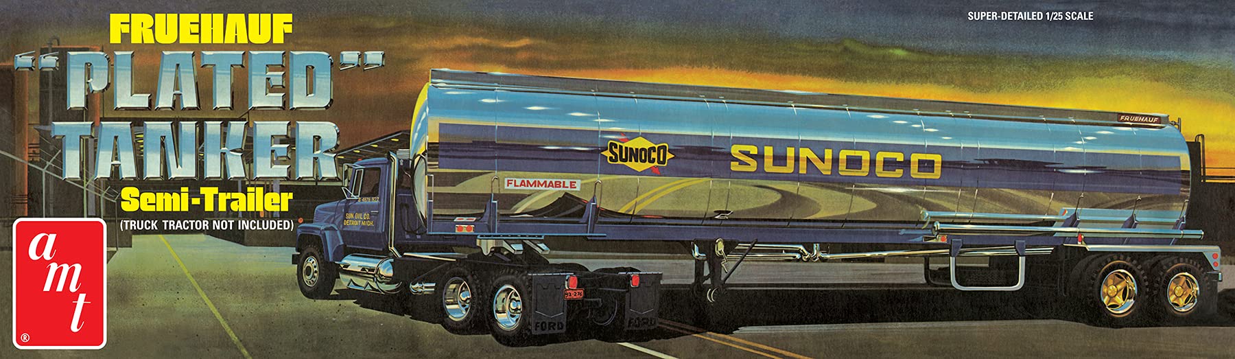 Amt Fruehauf Plated Tanker Trailer (Sunoco) 1:25 Scale Model Kit