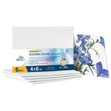 PHOENIX Watercolor Canvases for Painting - 4x6 Inch/6 Pack, 100% Cotton Water Color Small Canvas Panels, 8 Oz. / 260g White Blan