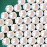 Sukiiy 200PCS No Hole Pearls Vase Fillers, 14MM White Pearls for Craft No Holes, Faux Plastic Makeup Round Pearls Beads for Tabl