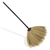 BMart Home 2Piece Black Wooden Handle Vietnamese Straw Broom, Handmade Asian Grass Broom with Soft Natural Bristles for Indoor 