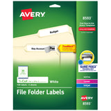 Avery File Folder Labels with TrueBlock Technology, Permanent Adhesive, 2/3 x 37/16, Laser/Inkjet, 150 Labels (08593)