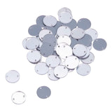 AHANDMAKER Sew on Silver Mirror Rhinestones, 50 Pcs Flat Round Sew on Rhinestones for Clothes, Acrylic Disc, Mirror Pieces for C
