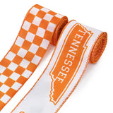Habbiful 2 Rolls 2.5''x 10 Yards Tennessee Wired Ribbon White Orange Checkered Ribbons for Wreath Bows Crafts Tennessee Vols Rib
