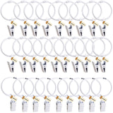 Lsgoodcare Openable Curtain Clips with Rings White 2Inch, Strong Metal Decorative Curtain Clip, Rustproof Drapery Open Clip Ring