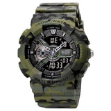 Skmei Sport Watch With Led Screen For Men Analog-Digital Display Black Dial Abs::Pu Men'S Pu Army Green Camo Color Stylish Band,
