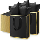 Yeaqee 50 Pack Metallic Gift Bags with Handle and Tissue Paper for Wedding Graduation Holiday Bridesmaid Thank You 5 Senses Gift