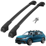 JOYTUTUS Lockable Roof Rack Cross Bars Compatible with Volkswagen VW Tiguan 2018-2024, Anti-Theft Aluminum Car Crossbars for Roo