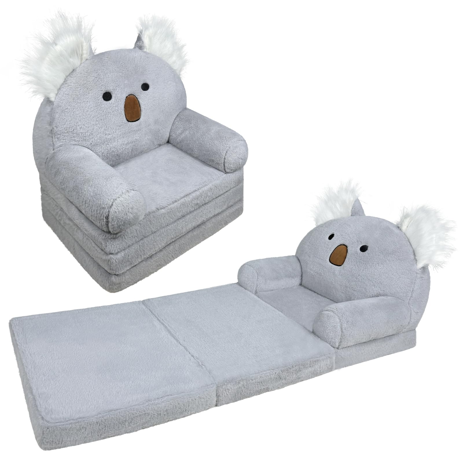 QIUODO Toddler Chair Plush with Removable Cover, Kids Sofa Bed to Lounger, Comfy Kids Couch for Kids Over 18 Months, Toddler Rec