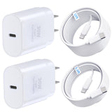 TT&C 4-Piece 30W Mini GaN Fast Charger Block and USB-C Cable Set - Whole Home Kit with 10ft & 6.6ft Cords - Compatible with iPho