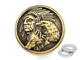 CRAFTMEMORE 2pcs 1 3/8 Inch Indian Coin Concho Indian Chief Eagle Wolf Screw Back Conchos Western Leathercraft CHS23 (Bronze)