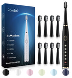 7AM2M Sonic Electric Toothbrush for Adults and Kids- High Power Rechargeable Toothbrushes with 8 Brush Heads,5 Adjustable Modes,