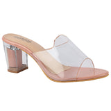Shoetopia Womens/Girls Pink Transparent Solid Block Heels,Pink,7,B09NC2J912