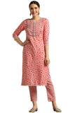 Toplot Women'S Cotton Blend Printed Kurti With Pant (Kurti-Pant-5060-Pink-Xl),Pink,,B0BR1D26L8