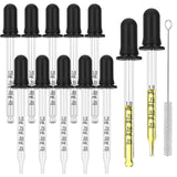 Paoeyrb 12 PCS 1ml Glass Eye Dropper, Upgrade Super Suction Pipettes with Rubber Head, Measurement Tool for Oils, Lab, Crafts, M