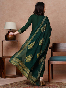 Gosriki Women'S Rayon Blend Solid Anarkali Kurta With Pant & Dupatta (Magic-Green-Nb-Gs_Xxl_Green_Xx-Large),Green,2,B0CX15M7NT