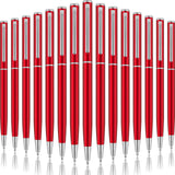 Zonon 15 Pcs Red Metal Slim Ballpoint Pens Bulk Retractable Metallic Black Ink 1 mm Medium Point Smooth Writing Pens for Wedding