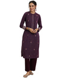 Libas Women's Wool Regular Kurta (58143W_Burgundy