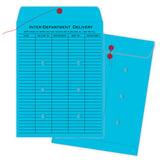 Quality Park Interdepartment String & Button Closure Envelopes, 10 x 13, 1Sided Narrow Rule, Blue, Box of 100 (QUA63577)