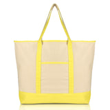DALIX 22 Open Top Heavy Duty Deluxe Tote Bag with Outer Pocket in Yellow