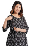 Jikonet Damen Umstandskleid Fütterung Kurti mit Reißverschlüssen, Seitentasche, Dunkelschwarz, 42
