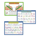 Cursive Alphabet Poster Set for Classroom Wall, 3PC A4 Charts (Manuscript, Cursive Letters, Pencil Grip), All 26 Letters Cursive