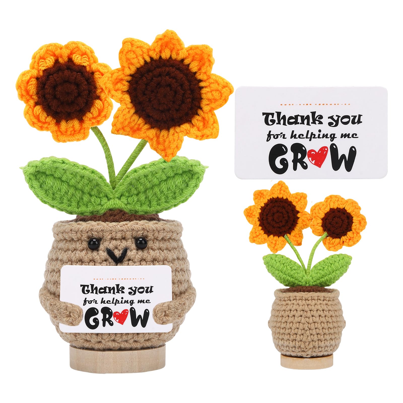 Handmade Positive Crochet Sunflower, Emotional Support Crochet, Love Birthday Gifts for Women/Men, Teacher Appreciation Gifts, G