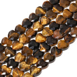 Nitopupu 22pcs Faceted Heart Stone Beads Natural Tiger Eye Bead 8mm Crystals and Healing Stones for Jewelry Making Supplies,Frie