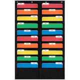 Essex Wares - 20 Pocket File Pocket Chart, Black, 28 Wide x 46 Tall - Versatile Wall Hanging File Folder Organizer for Classroom