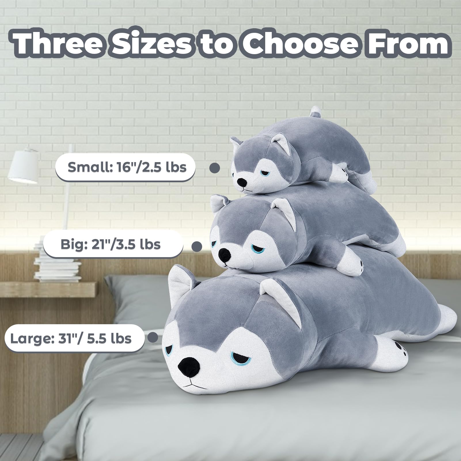 meowtastic Cute Weighted Stuffed Animals - 21 3.5 lbs Weighted Husky Stuffed Animal Huskies Plush Pillow, Big Weighted Stuffed