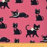 Cartoon Cat Lady Fabric by The Yard Cute Gorgeous Kitty Animal Decor Fabrics for Sewing Lovers Pink Bowknot Girly Princess Style