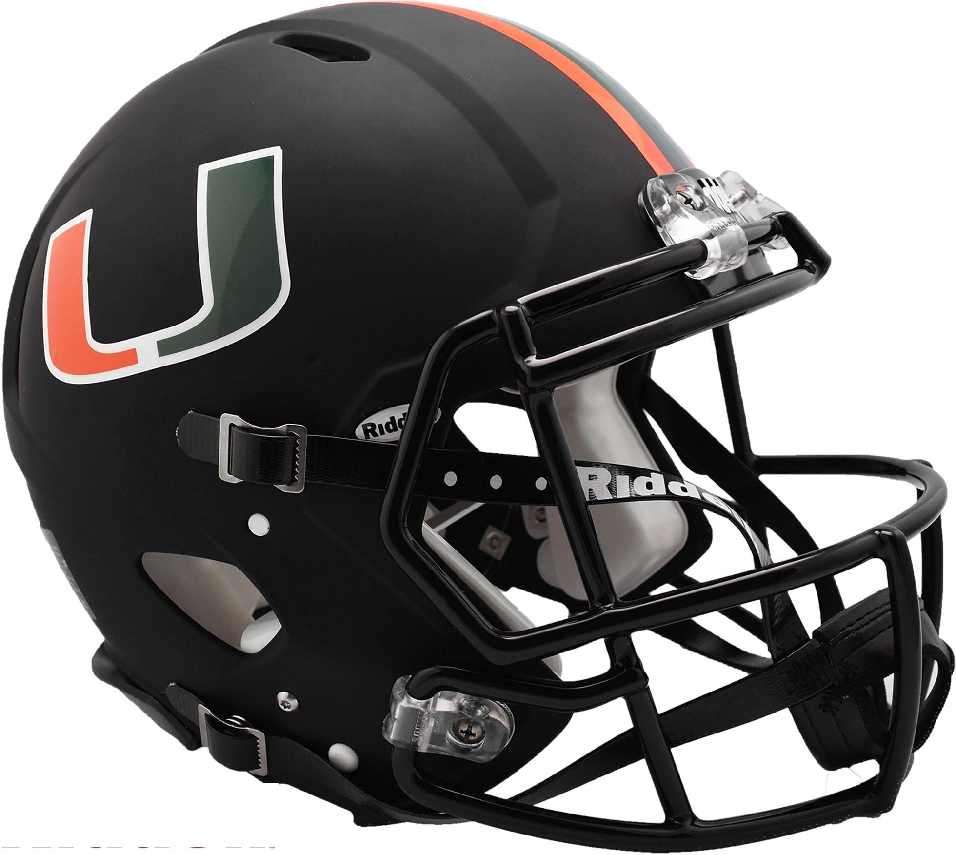 NCAA Miami Hurricanes Helmet Full Size AuthenticHelmet Authentic Full Size Speed Style Miami Nights Design, Team Colors, One Siz
