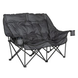 Lippert Big Bear Dark Grey Heated Folding Camping Loveseat with Power Banks, Four Heat Zones, 600-lb. Weight Capacity, 600D Poly