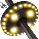 LATME Patio Umbrella Light Rechargeable Umbrella Lights- 10-25 Hours Runtime,Umbrella Pole Light 3 Lighting Modes Cordless,Patio