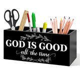 DUXMNAMG Christian Bible Verse Pen Holder, God Is Good All the Time Christian Office Pen Pencil Holder Organizer for Desk Access