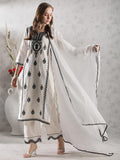 Gosriki Women'S Rayon Blend Straight Embroidered Kurta With Pant & Dupatta (Devanagri White-Vks02-Gs_L_White_Large),White,,B0DJWDDWN8