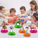 Bluegogo 9 Pieces Honeycomb Centerpieces, Toy Inspired Party Supplies, Table Centerpieces, Double Sided Table Centerpieces with 50 Stickers for Baby Shower Photo Booth Props