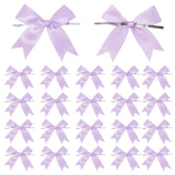 50 Counts Lilac Twist Tie Bows 3.1 Pre-Tied Satin Ribbon Bow Decor Mini Twist Tie Bows for Gift Wrapping Treat Bags Cake Bridal 