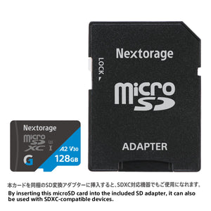 Nextorage Japan 128GB A2 V30 CL10 Micro SD Card, microSDXC Memory Card for Nintendo-Switch, Steam Deck, Smartphones, Gaming, Go