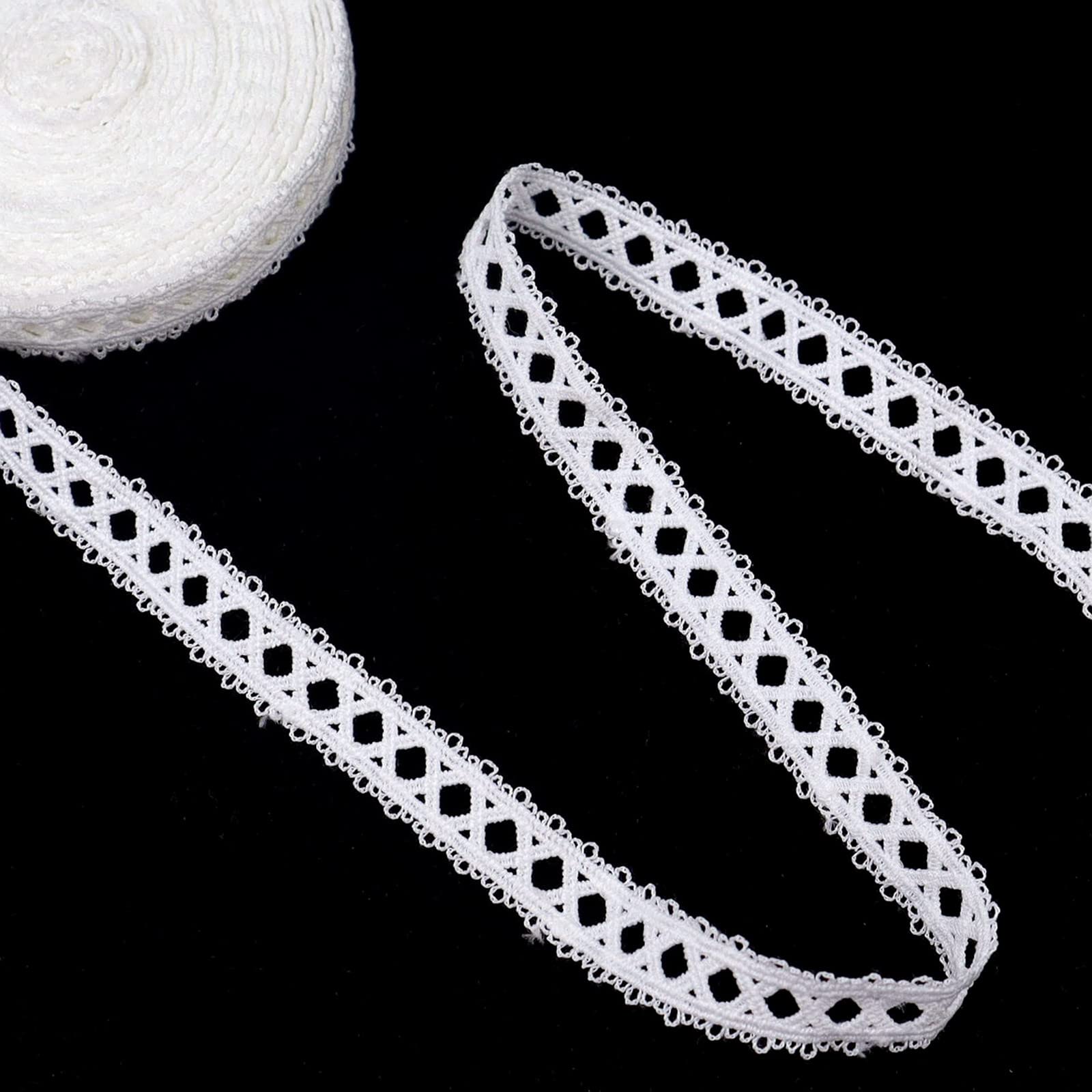 ZNZAKKA White Lace Trim Venice Lace Trim Ribbon for Crafts, Dress, Gift Wrapping,Wedding Decoration (7 Yards x 0.6 Inch)