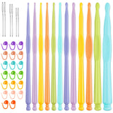 NiArt Plastic Crochet Hooks Set 12PCS 210mm 5.9 ColorCoded Comfortable Ergonomic Handle Needle DIY Knitting Art Craft Yarn Ha
