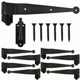 Shimeyao 8 Pack 12 Inch Heavy-Duty Wrought Iron Blind Shutter Hinge Black Powder Coated Offset Strap Lift Off Pintle Hinge Black