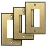 Henne Bery Soft Modern Decorative Wall Plate Switch Plate Outlet Cover (Single Decorator 3PK, Antique Brass)