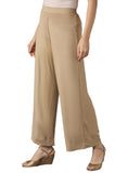 Aurelia Gold Solid Poly-Blend Palazzos Ethnic Bottomwear Dark Gold M