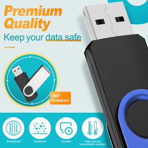 16GB Flash Drive Bulk 10 Pack Thumb Drive Swivel USB Drive Metal Memory Stick Portable 16 GB USB Stick Kepmem 16 Giga Pendrive B