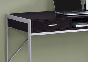 Monarch Specialties Contemporary Laptop Table With Drawers And Shelf Home & Office Computer Desk-Metal Legs, 48'' L, Cappuccino