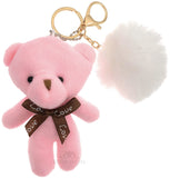 Dorron Iaccessories Fluffy Faux Fur Pom Pom Teddy Key Ring | Keychain For Girls Bag Scooty Bike Car (White_Pink)