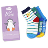 MomS Home Organic Cotton AntiSkid Socks For Boys | NonSlip Grip Socks | Mixed Prints & Designs | Pack Of 3 (In, Age, 2 Years,