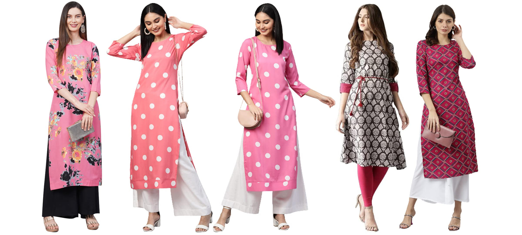 Anni Designer Women'S Crepe Straight Printed Kurta Pack Of 5 (Crepe-Combo-Nw_002_Xxl_Multicolor_Xx-Large),Multicolour,2XL